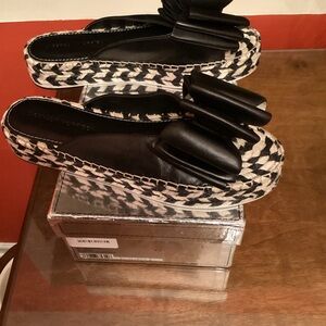 New w/tags SIGERSON MORRISON black Nappa calf and raffia sandals, size 9.5